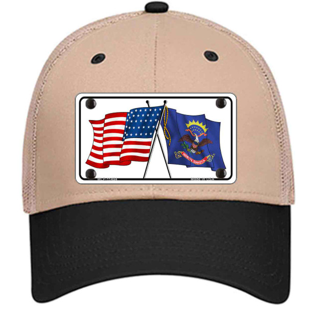 North Dakota Crossed US Flag Wholesale Novelty License Plate Hat