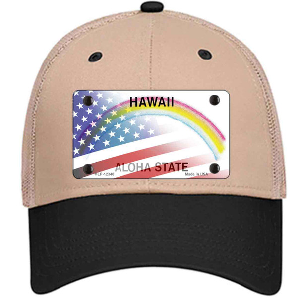 Hawaii with American Flag Wholesale Novelty License Plate Hat