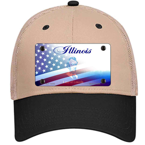 Illinois with American Flag Wholesale Novelty License Plate Hat