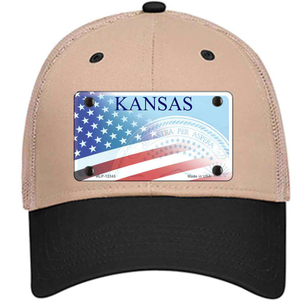 Kansas with American Flag Wholesale Novelty License Plate Hat