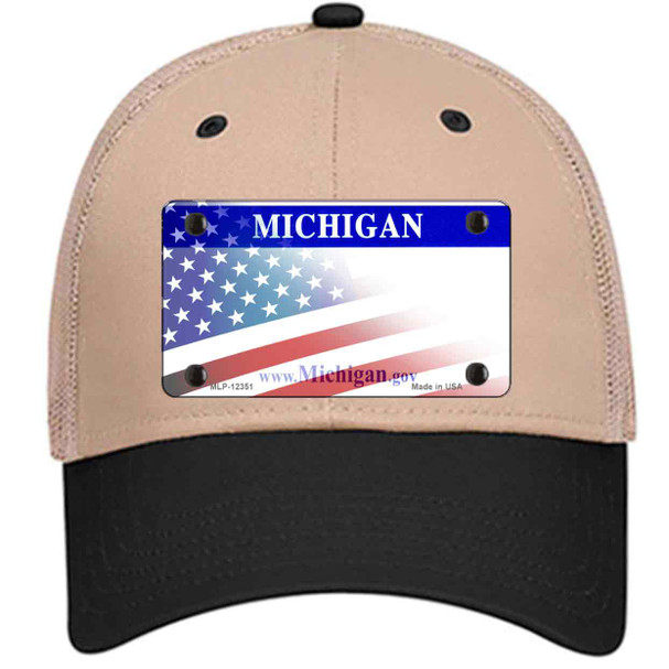 Michigan with American Flag Wholesale Novelty License Plate Hat