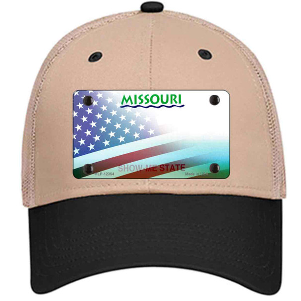 Missouri with American Flag Wholesale Novelty License Plate Hat