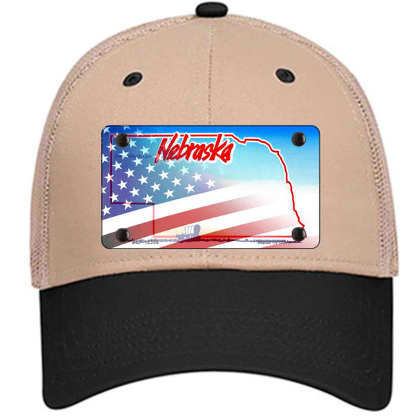 Nebraska with American Flag Wholesale Novelty License Plate Hat