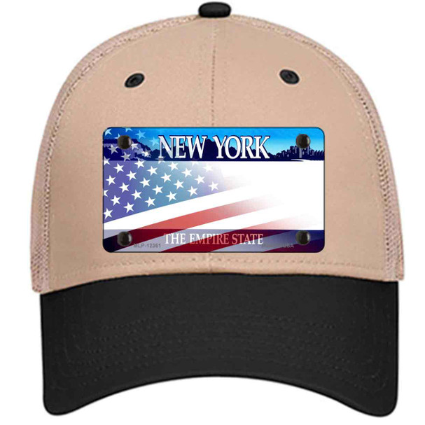 New York with American Flag Wholesale Novelty License Plate Hat