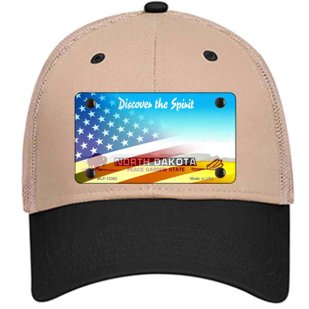 North Dakota with American Flag Wholesale Novelty License Plate Hat