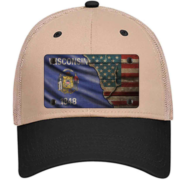 Wisconsin/American Flag Wholesale Novelty License Plate Hat