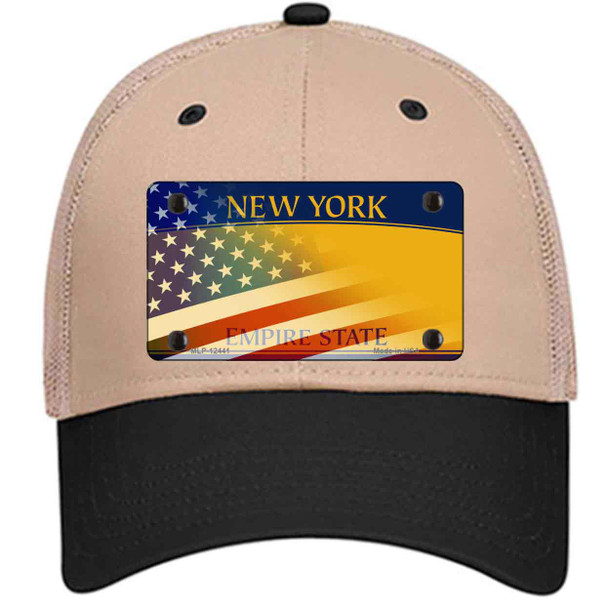 New York Yellow with American Flag Wholesale Novelty License Plate Hat