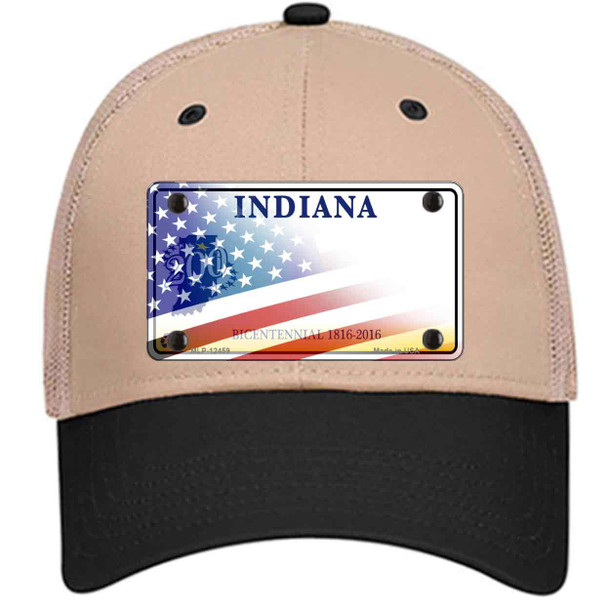 Indiana Bicentennial with American Flag Wholesale Novelty License Plate Hat