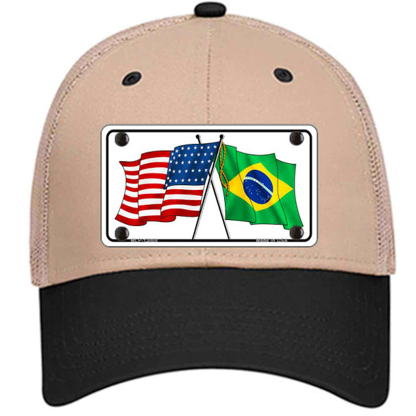 Brazil USA Crossed Flags Wholesale Novelty License Plate Hat Tag