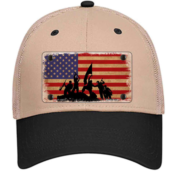 Grunge American Flag with Soldiers Wholesale Novelty License Plate Hat Tag