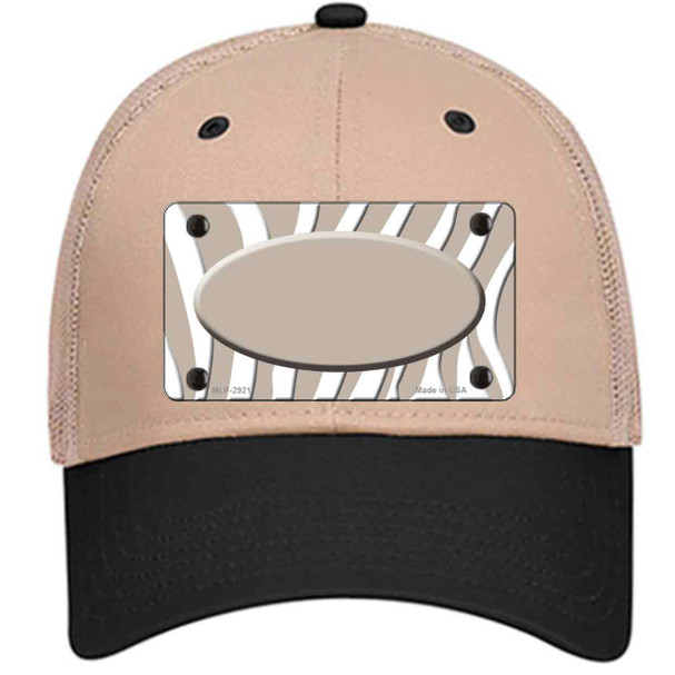 Tan White Zebra Tan Center Oval Wholesale Novelty License Plate Hat