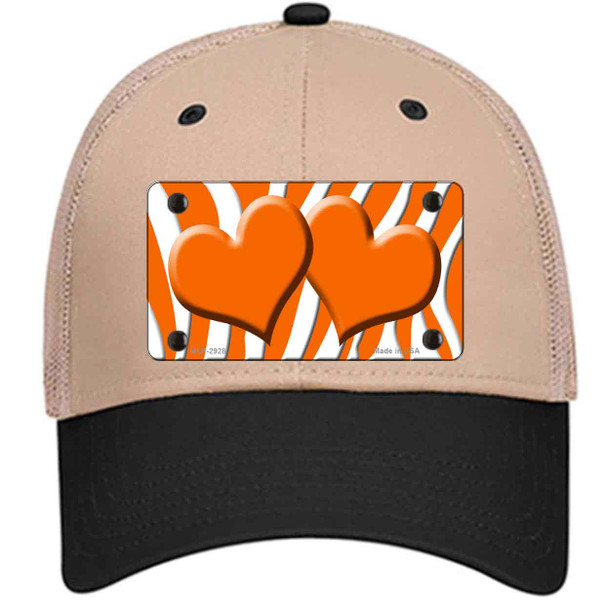 Orange White Zebra Orange Centered Hearts Wholesale Novelty License Plate Hat