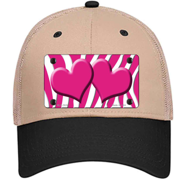Pink White Zebra Pink Centered Hearts Wholesale Novelty License Plate Hat