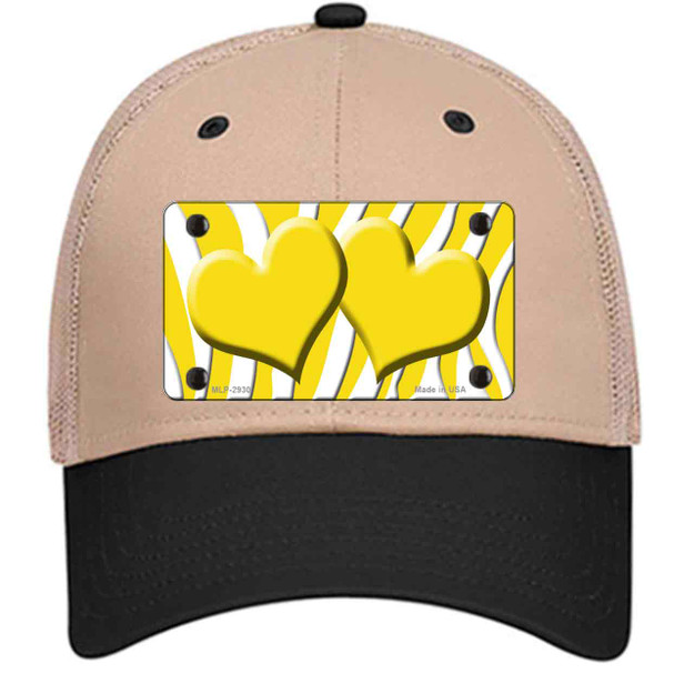 Yellow White Zebra Yellow Centered Hearts Wholesale Novelty License Plate Hat