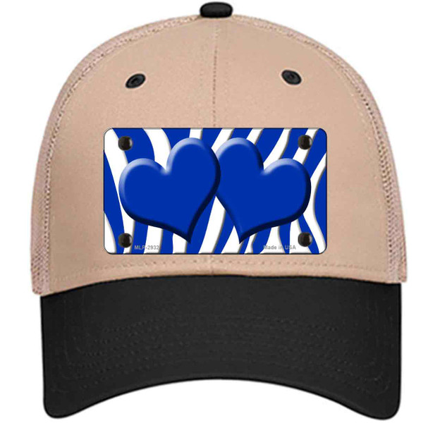 Blue White Zebra Blue Centered Hearts Wholesale Novelty License Plate Hat