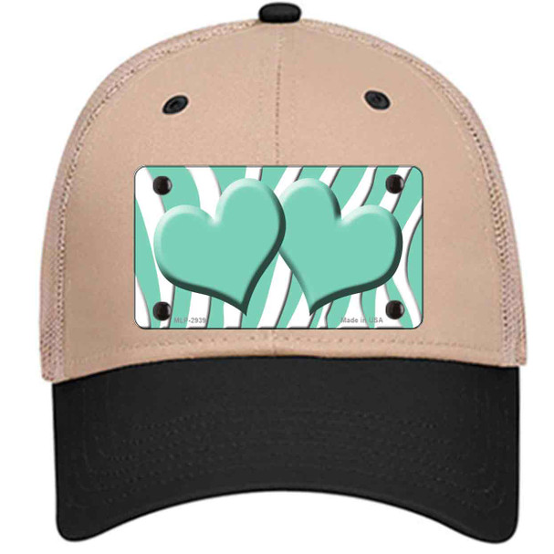 Mint White Zebra Mint Centered Hearts Wholesale Novelty License Plate Hat