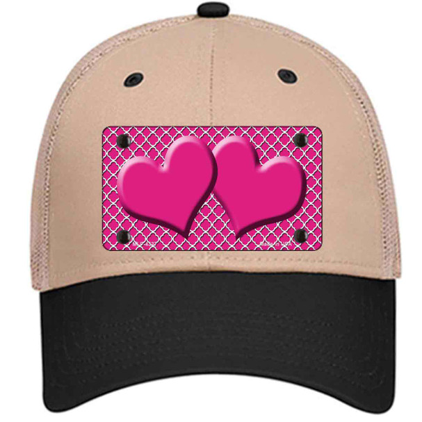 Pink White Quatrefoil Hot Pink Center Hearts Wholesale Novelty License Plate Hat