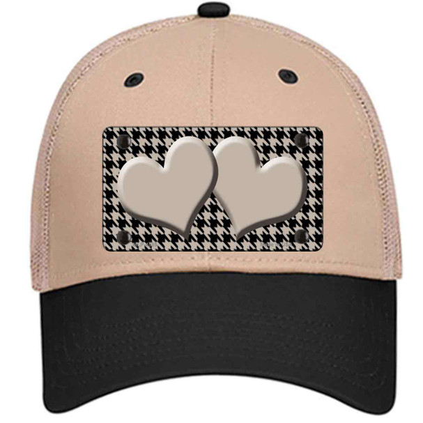 Tan Black Houndstooth Tan Center Hearts Wholesale Novelty License Plate Hat
