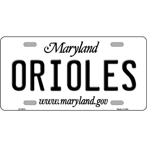 Orioles Maryland State Wholesale Novelty Metal License Plate