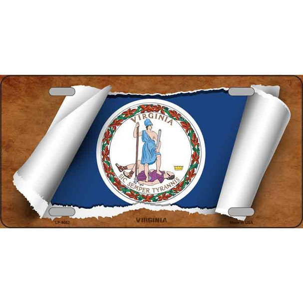 Virginia Flag Scroll Wholesale Metal Novelty License Plate