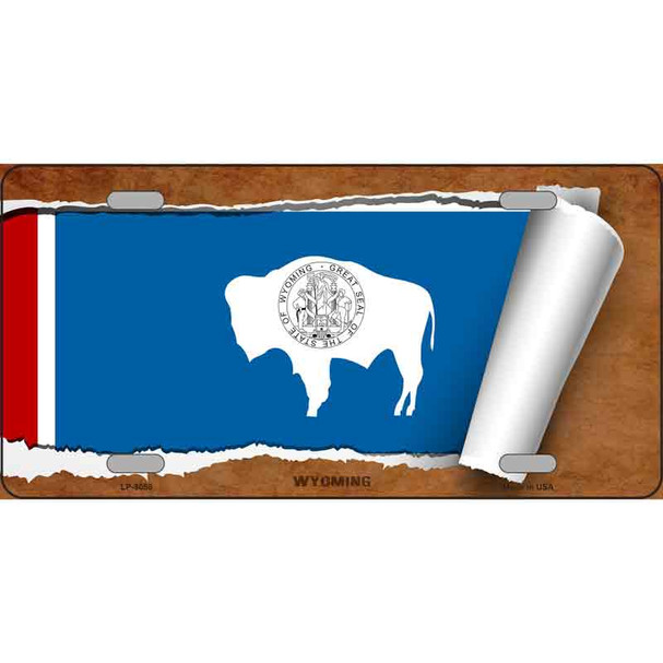 Wyoming Flag Scroll Wholesale Metal Novelty License Plate