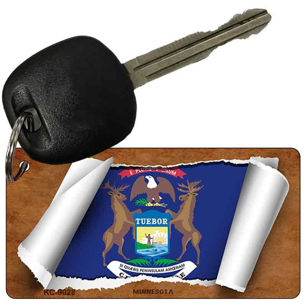 Michigan Flag Scroll Wholesale Novelty Key Chain