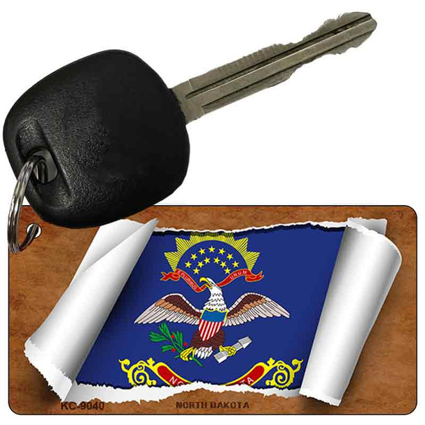 North Dakota Flag Scroll Wholesale Novelty Key Chain