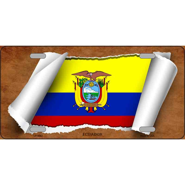 Ecuador Flag Scroll Wholesale Metal Novelty License Plate