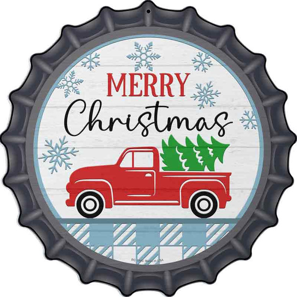 Merry Christmas Truck With Tree Wholesale Novelty Metal Bottle Cap Sign