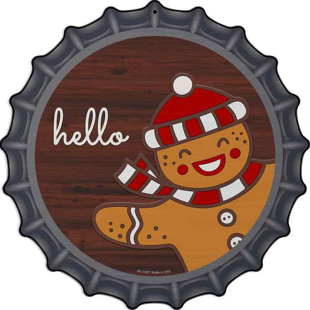 Gingerbread Man Says Hello Wholesale Novelty Metal Bottle Cap Sign