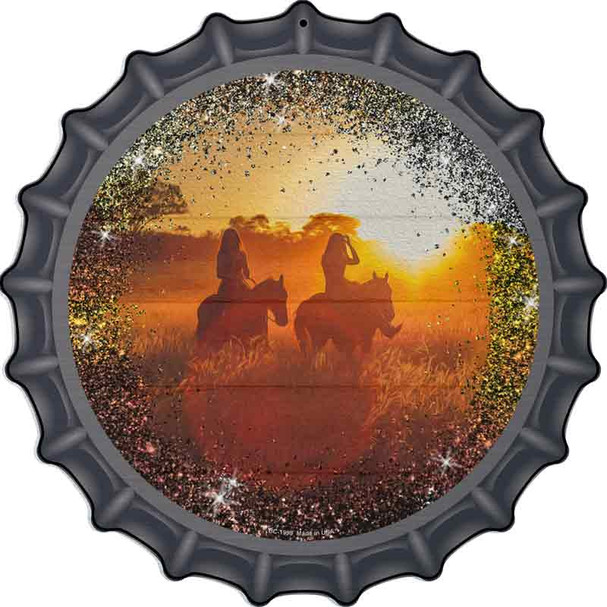 Two Horse Riders Sun Glare Wholesale Novelty Metal Bottle Cap Sign