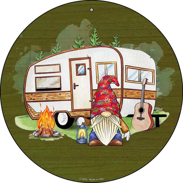 Camping Gnome Wholesale Novelty Metal Circle Sign