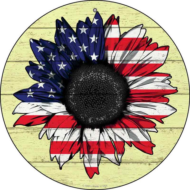 American Flag Sunflower Wholesale Novelty Metal Circle Sign