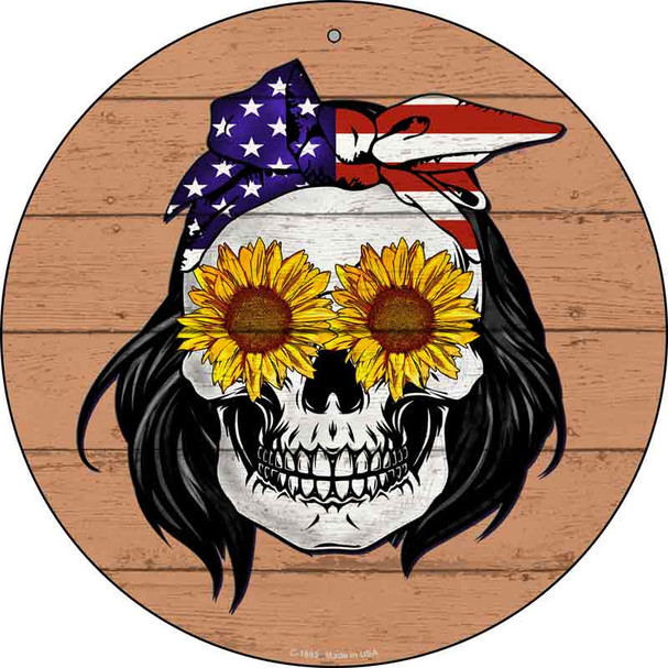 Sunflower Skull Wholesale Novelty Metal Circle Sign