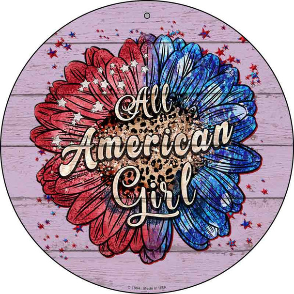 All American Girl Sunflower Wholesale Novelty Metal Circle Sign