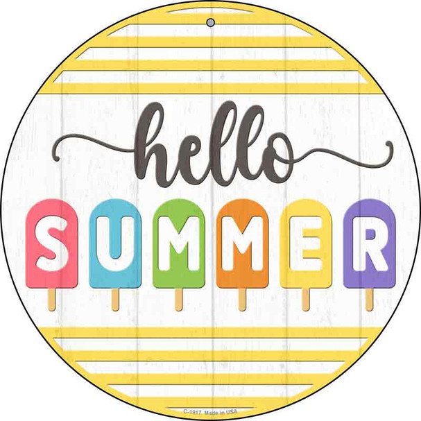 Hello Summer Popsicle Wholesale Novelty Metal Circle Sign