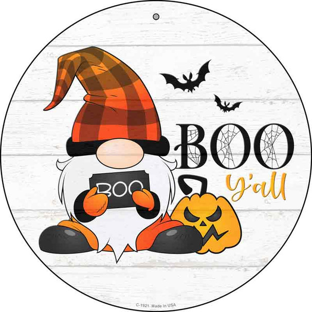 Boo Yall Spooky Gnome Wholesale Novelty Metal Circle Sign