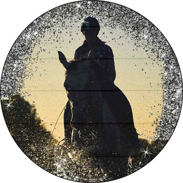 Horse Rider Silhouette Wholesale Novelty Metal Circle Sign