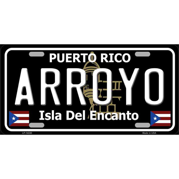 Arroyo Puerto Rico Black Wholesale Novelty Metal License Plate