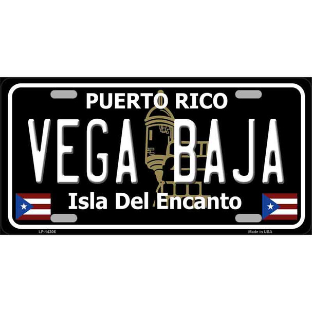 Vega Baja Puerto Rico Black Wholesale Novelty Metal License Plate