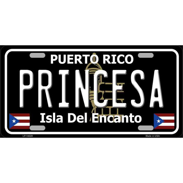 Princesa Puerto Rico Black Wholesale Novelty Metal License Plate