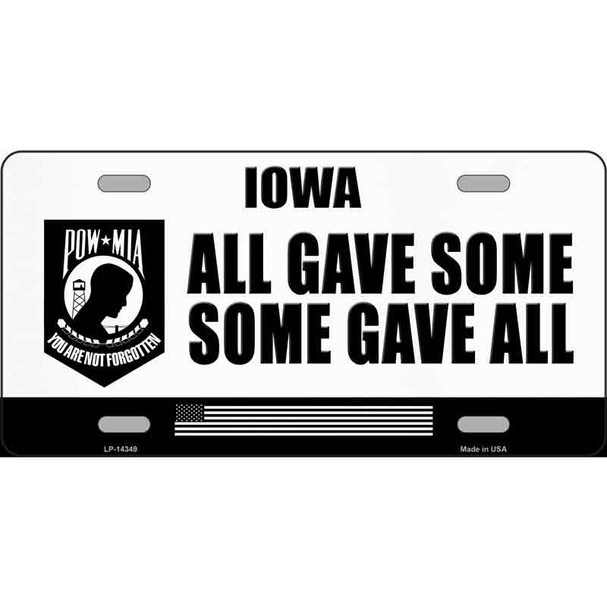 Iowa POW MIA Some Gave All Wholesale Novelty Metal License Plate