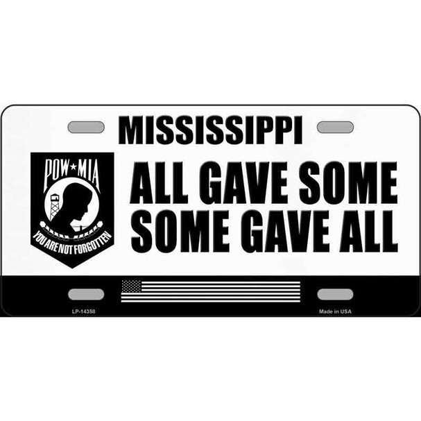 Mississippi POW MIA Some Gave All Wholesale Novelty Metal License Plate