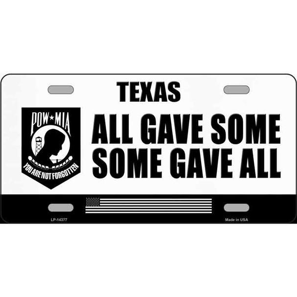 Texas POW MIA Some Gave All Wholesale Novelty Metal License Plate