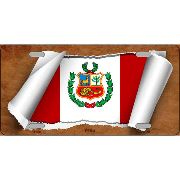 Peru Flag Scroll Wholesale Metal Novelty License Plate