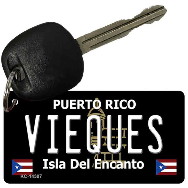 Vieques Puerto Rico Black Wholesale Novelty Metal Key Chain