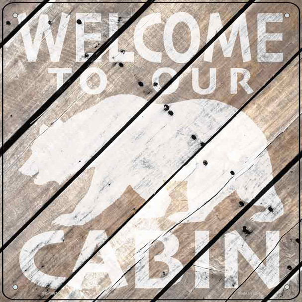 Bear Silhouette Wood Plank Wholesale Novelty Metal Square Sign