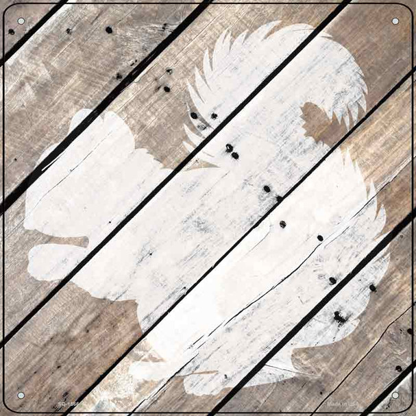 Squirrel Silhouette Wood Plank Wholesale Novelty Metal Square Sign