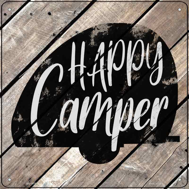 Happy Camper Wood Plank Wholesale Novelty Metal Square Sign