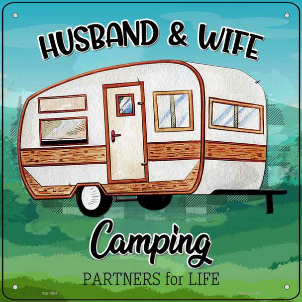 Husband & Wife Camping Wholesale Novelty Metal Square Sign